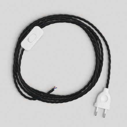 Lamp wiring with black braided cable 1.80 m