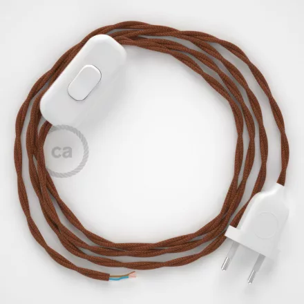  Lamp cable, TC23 fawn cotton 1.80 m. Choose the color of the switch and plug.