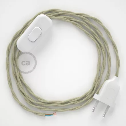  Lamp cable, TC43 dove gray cotton 1.80 m. Choose the color of the switch and plug.