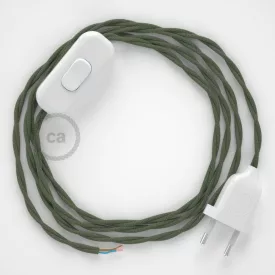    Lamp cable, TC63 green-gray cotton 1.80 m. Choose the color of the switch and plug.