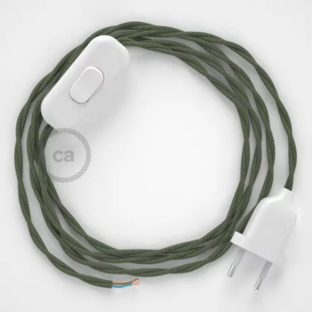  Lamp cable, TC63 green-gray cotton 1.80 m. Choose the color of the switch and plug.