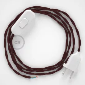    Lamp cable, TM19 burgundy rayon 1.80 m. Choose the color of the switch and plug.