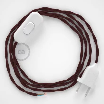  Lamp cable, TM19 burgundy rayon 1.80 m. Choose the color of the switch and plug.