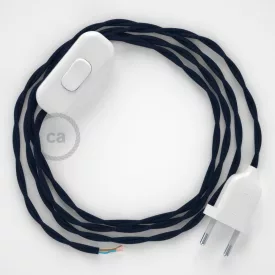    Lamp cable, TM20 dark blue rayon 1.80 m. Choose the color of the switch and plug.