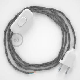    Lamp cable, TN02 gray natural linen 1.80 m. Choose the color of the switch and plug.