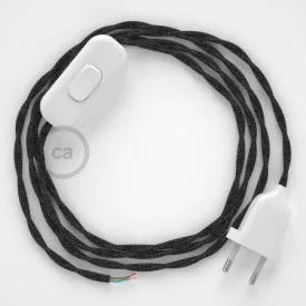    Lamp cable, TN03 anthracite natural linen 1.80 m. Choose the color of the switch and plug.