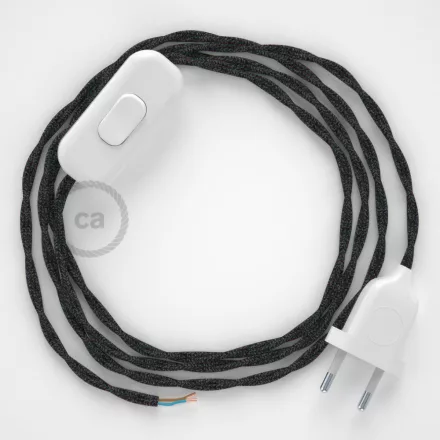  Lamp cable, TN03 anthracite natural linen 1.80 m. Choose the color of the switch and plug.