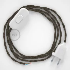    Lamp cable, TN04 brown natural linen 1.80 m. Choose the color of the switch and plug.