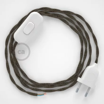  Lamp cable, TN04 brown natural linen 1.80 m. Choose the color of the switch and plug.