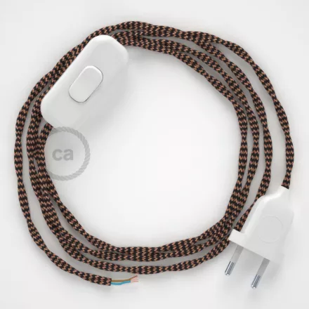  Lamp cable, TZ22 black and whiskey rayon 1.80 m. Choose the color of the switch and plug.