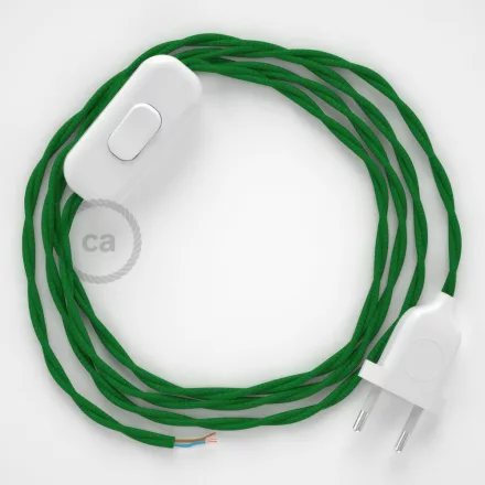  Lamp cable, TM06 green rayon 1.80 m. Choose the color of the switch and plug.