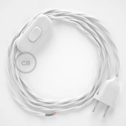  Lamp cable, TM01 white rayon 1.80 m. Choose the color of the switch and plug.