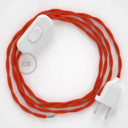  Lamp cable, TM15 orange rayon 1.80 m. Choose the color of the switch and plug.