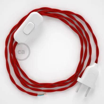  Lamp cable, TM09 red rayon 1.80 m. Choose the color of the switch and plug.