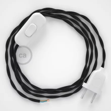  Lamp cable, TM04 black rayon 1.80 m. Choose the color of the switch and plug.