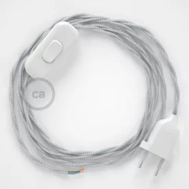   Lamp cable, TM02 silver rayon 1.80 m. Choose the color of the switch and plug.