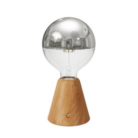   Portable and rechargeable Cabless01 LED lamp with silver hemispherical bulb