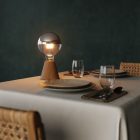 Portable and rechargeable Cabless01 LED lamp with silver hemispherical bulb