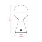 Portable and rechargeable Cabless01 LED lamp with silver hemispherical bulb