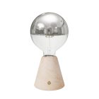 Portable and rechargeable Cabless01 LED lamp with silver hemispherical bulb