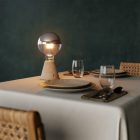 Portable and rechargeable Cabless01 LED lamp with silver hemispherical bulb