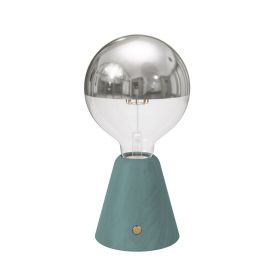   Portable and rechargeable Cabless01 LED lamp with silver hemispherical bulb