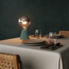 Portable and rechargeable Cabless01 LED lamp with silver hemispherical bulb