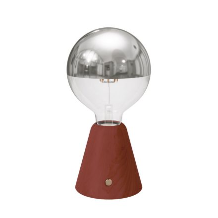 Portable and rechargeable Cabless01 LED lamp with silver hemispherical bulb