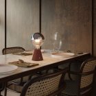 Portable and rechargeable Cabless01 LED lamp with silver hemispherical bulb