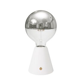   Portable and rechargeable Cabless01 LED lamp with silver hemispherical bulb