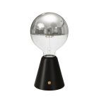 Portable and rechargeable Cabless01 LED lamp with silver hemispherical bulb