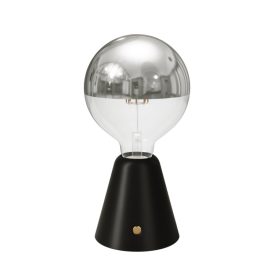   Portable and rechargeable Cabless01 LED lamp with silver hemispherical bulb