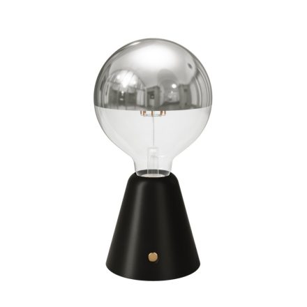 Portable and rechargeable Cabless01 LED lamp with silver hemispherical bulb