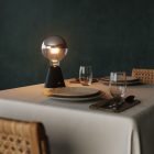 Portable and rechargeable Cabless01 LED lamp with silver hemispherical bulb