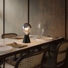 Portable and rechargeable Cabless01 LED lamp with silver hemispherical bulb