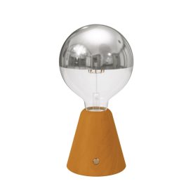   Portable and rechargeable Cabless01 LED lamp with silver hemispherical bulb