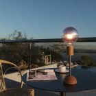 Portable and rechargeable Cabless02 lamp with silver hemispherical bulb