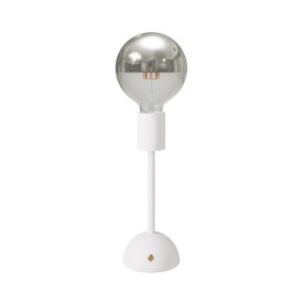   Portable and rechargeable Cabless02 lamp with silver hemispherical bulb