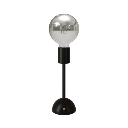 Portable and rechargeable Cabless02 lamp with silver hemispherical bulb