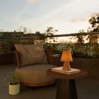 Portable and rechargeable Cabless11 lamp with Drop bulb and lampshade