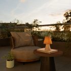 Portable and rechargeable Cabless11 lamp with Drop bulb and lampshade