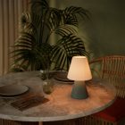 Portable and rechargeable Cabless11 lamp with Drop bulb and lampshade