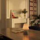 Portable and rechargeable Cabless11 lamp with Drop bulb and lampshade