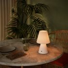 Portable and rechargeable Cabless11 lamp with Drop bulb and lampshade
