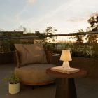 Portable and rechargeable Cabless11 lamp with Drop bulb and lampshade