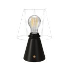 Portable and rechargeable Cabless11 lamp with Drop bulb and lampshade