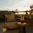 Portable and rechargeable Cabless11 lamp with Drop bulb and lampshade