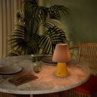 Portable and rechargeable Cabless11 lamp with Drop bulb and lampshade