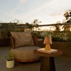 Portable and rechargeable Cabless11 lamp with Drop bulb and lampshade