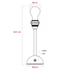 Portable and rechargeable Cabless12 lamp with teardrop-shaped bulb, compatible with lampshades
